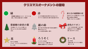 クリスマスオーナメント意味の一覧