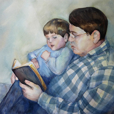 モルモン書を読む父と息子