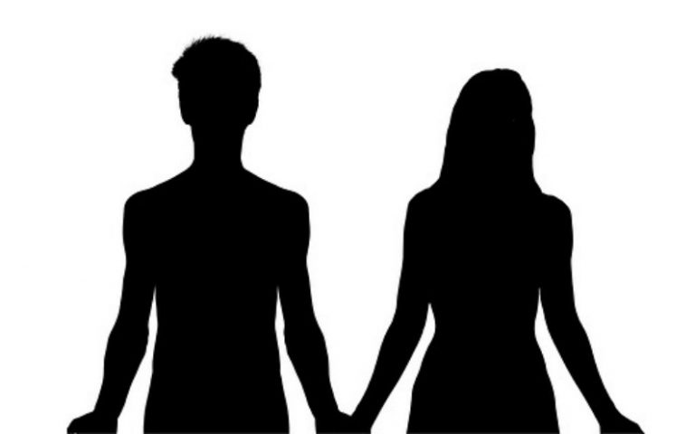 男性と女性のシルエット