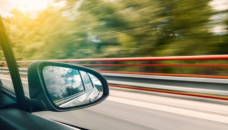 運転をする車と過ぎ行く景色