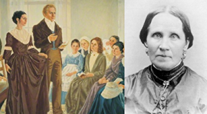 初期の教会の指導者ジョセフ・スミスと妻のエマ・スミス