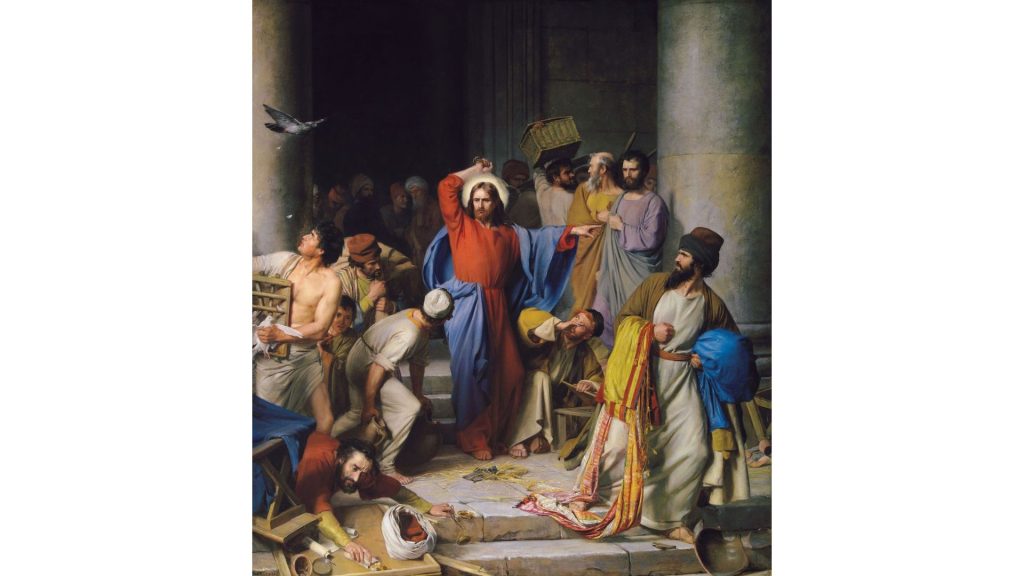 神殿で商売をしていた人々を怒り場を清めたキリスト