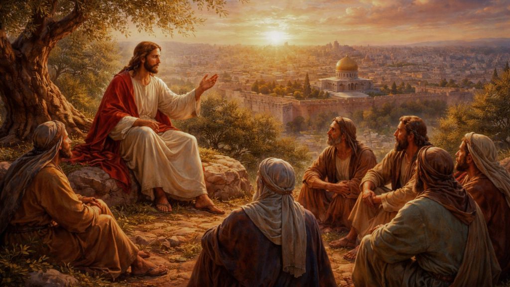オリブ山で人々に教えるキリスト
